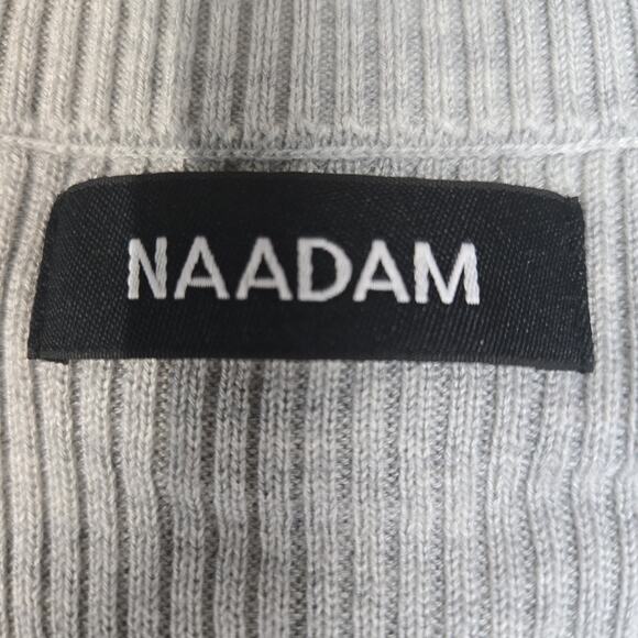 Nadaam Ribbed Cropped Cardigan Sweater Gray V-Neck Silk Cashmere Designer Y2K - Picture 5 of 11